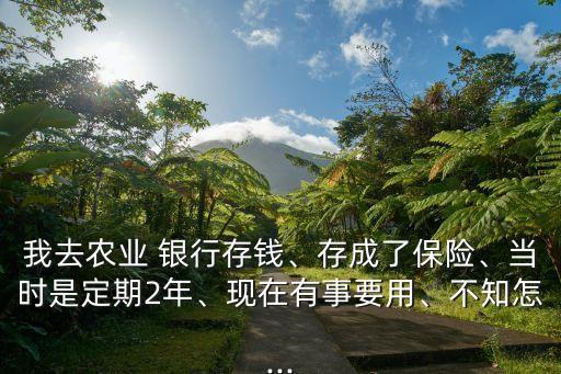 我去農(nóng)業(yè) 銀行存錢、存成了保險(xiǎn)、當(dāng)時是定期2年、現(xiàn)在有事要用、不知怎...