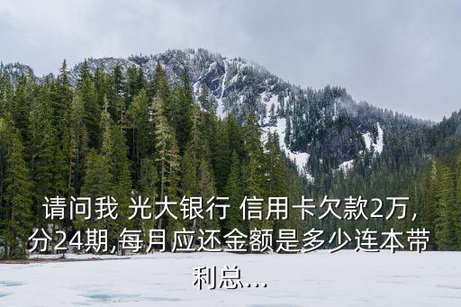 請問我 光大銀行 信用卡欠款2萬,分24期,每月應(yīng)還金額是多少連本帶利總...