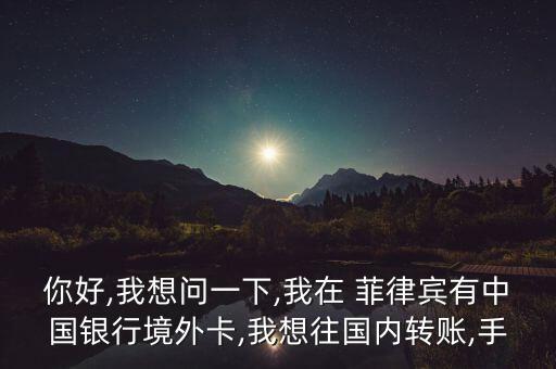 你好,我想問一下,我在 菲律賓有中國銀行境外卡,我想往國內(nèi)轉(zhuǎn)賬,手