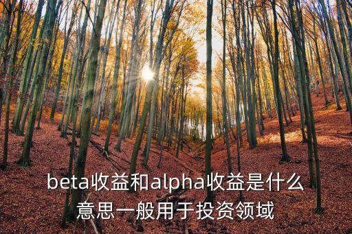 beta收益和alpha收益是什么意思一般用于投資領(lǐng)域