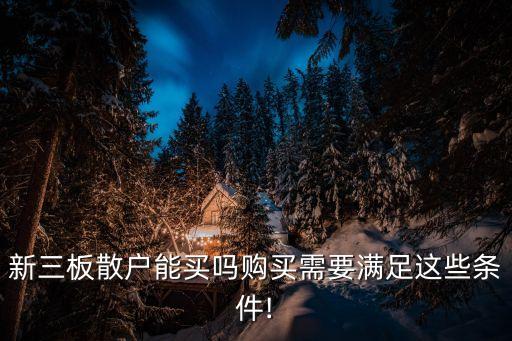 新三板散戶能買(mǎi)嗎購(gòu)買(mǎi)需要滿足這些條件!