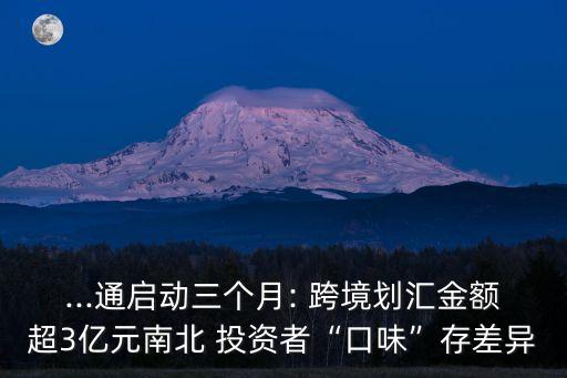 ...通啟動三個月: 跨境劃匯金額超3億元南北 投資者“口味”存差異