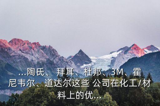 ...陶氏、 拜耳、杜邦、3M、霍尼韋爾、道達爾這些 公司在化工/材料上的優(yōu)...