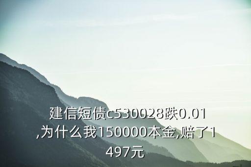  建信短債c530028跌0.01,為什么我150000本金,賠了1497元