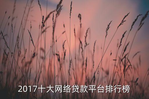 2017十大網(wǎng)絡(luò)貸款平臺排行榜