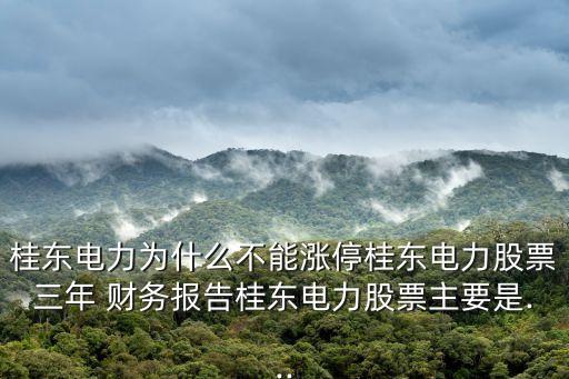 桂東電力為什么不能漲停桂東電力股票三年 財(cái)務(wù)報(bào)告桂東電力股票主要是...