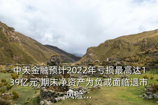 中天金融預(yù)計2022年虧損最高達139億元,期末凈資產(chǎn)為負或面臨退市風(fēng)險...