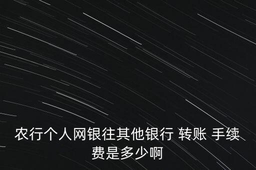 農行個人網銀往其他銀行 轉賬 手續(xù)費是多少啊