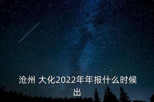  滄州 大化2022年年報(bào)什么時候出