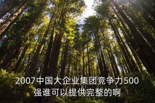 2007中國大企業(yè)集團(tuán)競爭力500強(qiáng)誰可以提供完整的啊