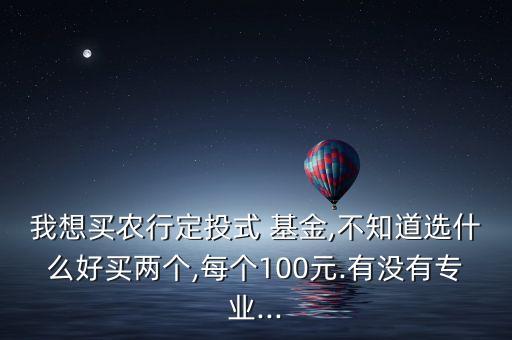 我想買農(nóng)行定投式 基金,不知道選什么好買兩個,每個100元.有沒有專業(yè)...